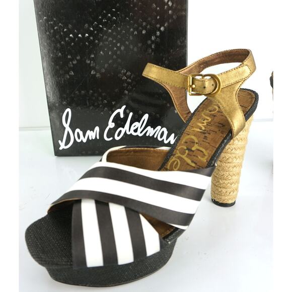 Sam Edelman Shoes - Sam Edelman Mabel Striped Ankle Strap Platform Espadrille Sandals Size 9.5 $140